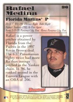 1997 Bowman Certified Blue Ink Autographs Baseball Card #CA52 Rafael Medina 