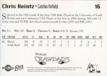 1997 Best Hickory Crawdads Red #16 Chris Heintz Back