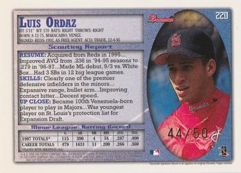 1998 Bowman - Golden Anniversary #220 Luis Ordaz Back
