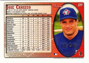 1998 Bowman - Golden Anniversary #277 Jose Canseco Back