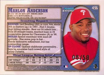1998 Bowman - Golden Anniversary #436 Marlon Anderson Back