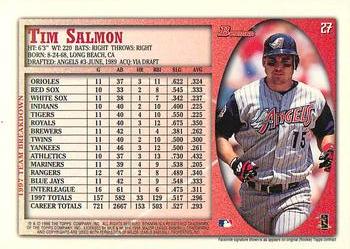 1998 Bowman - International #27 Tim Salmon Back