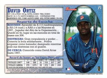 1998 Bowman - International #71 David Ortiz Back