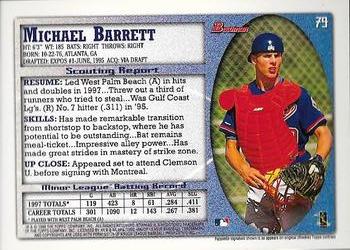 1998 Bowman - International #79 Michael Barrett Back