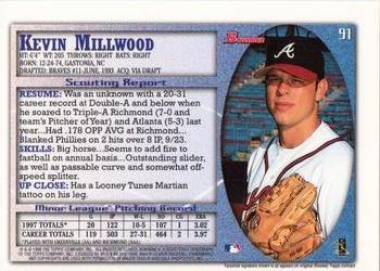 1998 Bowman - International #91 Kevin Millwood Back