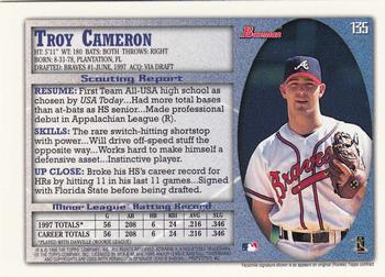 1998 Bowman - International #135 Troy Cameron Back