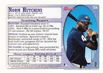 1998 Bowman - International #156 Norm Hutchins Back
