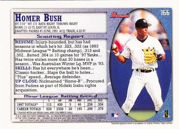 1998 Bowman - International #166 Homer Bush Back