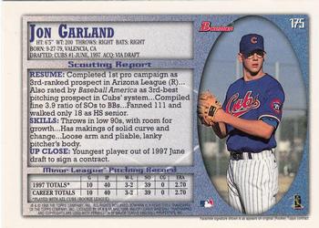 1998 Bowman - International #175 Jon Garland Back