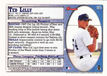 1998 Bowman - International #183 Ted Lilly Back