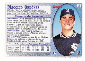 1998 Bowman - International #185 Magglio Ordonez Back