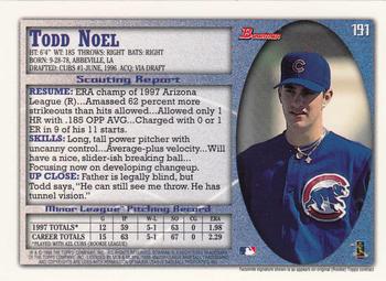 1998 Bowman - International #191 Todd Noel Back
