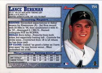 1998 Bowman - International #194 Lance Berkman Back