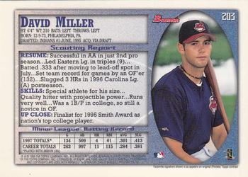1998 Bowman - International #203 David Miller Back