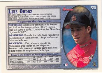 1998 Bowman - International #220 Luis Ordaz Back
