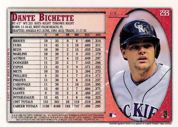 1998 Bowman - International #233 Dante Bichette Back