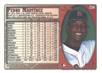 1998 Bowman - International #234 Pedro Martinez Back