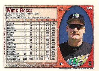 1998 Bowman - International #249 Wade Boggs Back
