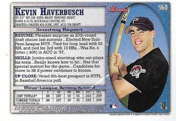 1998 Bowman - International #360 Kevin Haverbusch Back