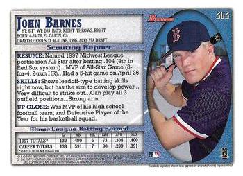 1998 Bowman - International #363 John Barnes Back