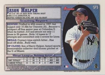 1998 Bowman - International #373 Jason Halper Back