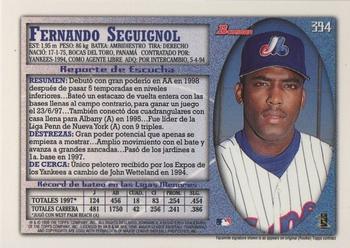 1998 Bowman - International #394 Fernando Seguignol Back