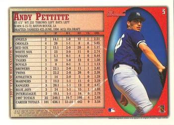 1998 Bowman - International #3 Andy Pettitte Back