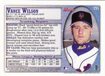 1998 Bowman - International #393 Vance Wilson Back
