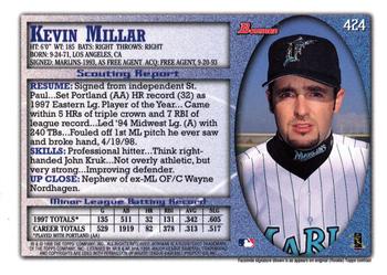 1998 Bowman - International #424 Kevin Millar Back