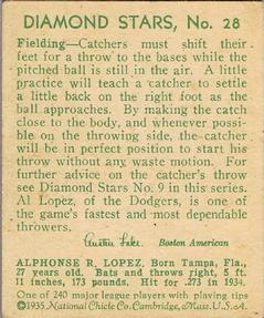 1934-36 National Chicle Diamond Stars (R327) #28 Al Lopez Back
