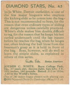 1934-36 National Chicle Diamond Stars (R327) #45 Jo Jo White Back
