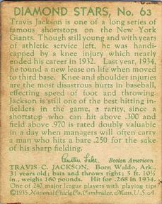 1934-36 National Chicle Diamond Stars (R327) #63 Travis Jackson Back