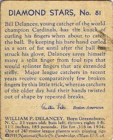 1934-36 National Chicle Diamond Stars (R327) #81 Bill DeLancey Back