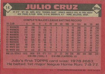 1986 Topps #14 Julio Cruz Back