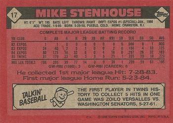 1986 Topps #17 Mike Stenhouse Back