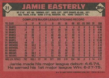 1986 Topps #31 Jamie Easterly Back