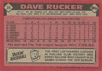 1986 Topps #39 Dave Rucker Back