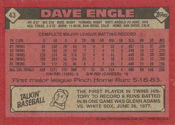 1986 Topps #43 Dave Engle Back