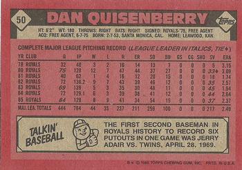 1986 Topps #50 Dan Quisenberry Back