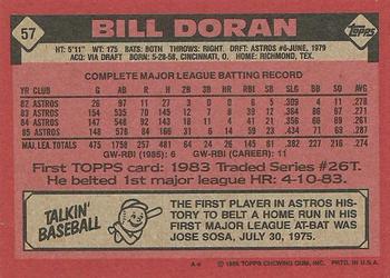 1986 Topps #57 Bill Doran Back