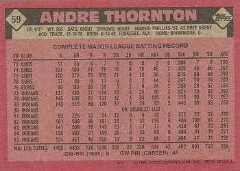 1986 Topps #59 Andre Thornton Back