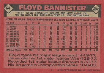 1986 Topps #64 Floyd Bannister Back