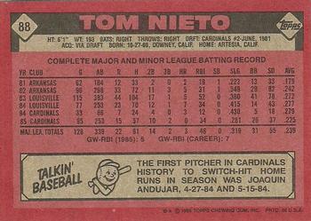 1986 Topps #88 Tom Nieto Back