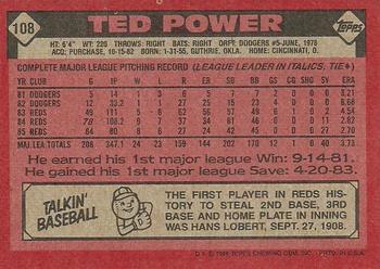 1986 Topps #108 Ted Power Back