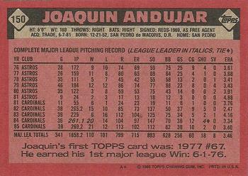 1986 Topps #150 Joaquin Andujar Back