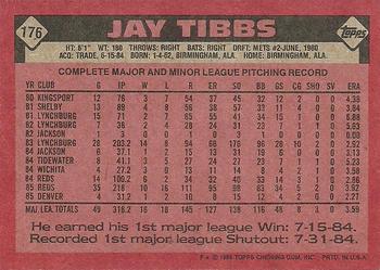 1986 Topps #176 Jay Tibbs Back