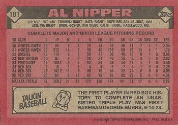 1986 Topps #181 Al Nipper Back