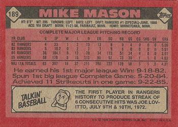 1986 Topps #189 Mike Mason Back