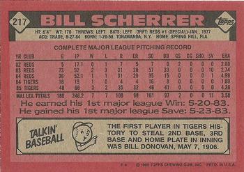 1986 Topps #217 Bill Scherrer Back