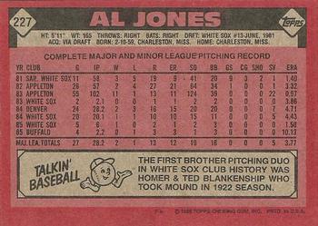 1986 Topps #227 Al Jones Back